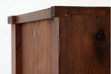 アンティーク家具　アンティーク　上質な前欅モールガラス二段重ね収納棚(食器棚)
