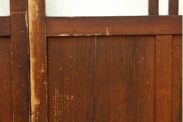 アンティーク　使い込まれたモール・結霜ガラス入り細身の引き戸4枚セット(ガラス戸)