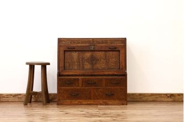 アンティーク家具　アンティーク　小ぶりな象嵌入りライティングビューロー(簿記机・デスク)