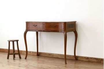 中古イタリア製象嵌入りコンソールデスク(テーブル)(猫脚・机)