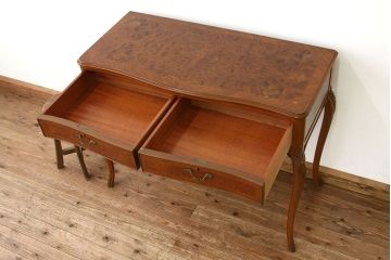 中古イタリア製象嵌入りコンソールデスク(テーブル)(猫脚・机)