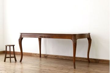 中古　イタリア製　象嵌入りダイニングテーブル(エクステンションテーブル)