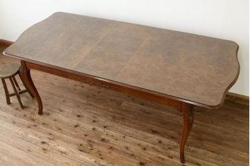 中古　イタリア製　象嵌入りダイニングテーブル(エクステンションテーブル)