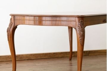 中古　イタリア製　象嵌入りダイニングテーブル(エクステンションテーブル)