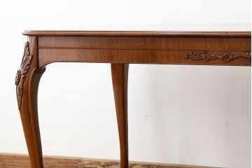 中古　イタリア製　象嵌入りダイニングテーブル(エクステンションテーブル)