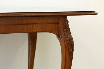中古　イタリア製　象嵌入りダイニングテーブル(エクステンションテーブル)