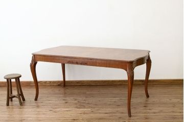 中古　イタリア製　象嵌入りダイニングテーブル(エクステンションテーブル)