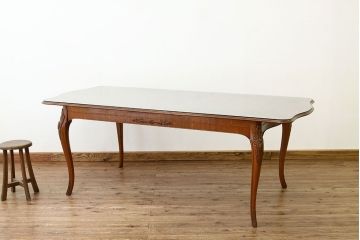 中古　イタリア製　象嵌入りダイニングテーブル(エクステンションテーブル)