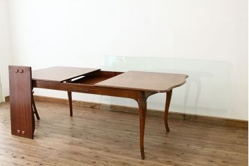 中古　イタリア製　象嵌入りダイニングテーブル(エクステンションテーブル)