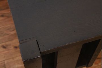 アンティーク家具　アンティーク　古いナラ材の重厚な棚付き平机(作業台・デスク)