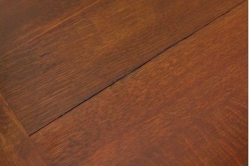 アンティーク家具　高級品特別注文造りナラ無垢材の象嵌入り両袖机(簿記机)
