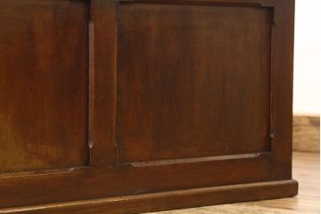 アンティーク家具　高級品特別注文造りナラ無垢材の象嵌入り両袖机(簿記机)
