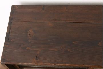 レトロ家具　昭和レトロ　古い木の結霜ガラス入り大型収納棚(下駄箱)