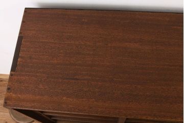 レトロ家具　アンティーク　モールガラス入りレトロな特大下駄箱(収納棚)