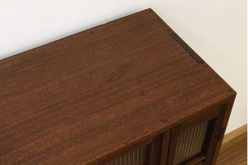 レトロ家具　アンティーク　モールガラス入りレトロな特大下駄箱(収納棚)
