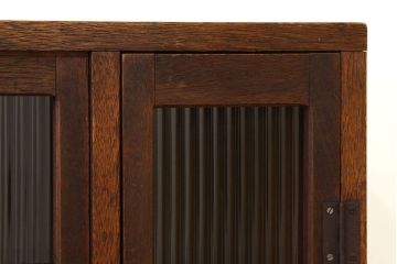 レトロ家具　アンティーク　モールガラス入りレトロな特大下駄箱(収納棚)