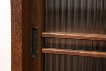 レトロ家具　アンティーク　モールガラス入りレトロな特大下駄箱(収納棚)