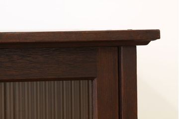 アンティーク家具　アンティーク　モールガラスのシックな重ね収納棚(食器棚、書棚)