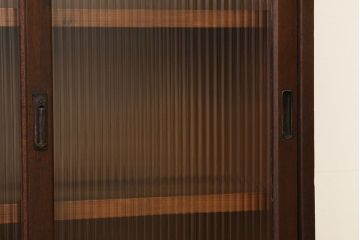アンティーク家具　アンティーク　モールガラスのシックな重ね収納棚(食器棚、書棚)