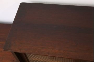 アンティーク家具　アンティーク　モールガラスのシックな重ね収納棚(食器棚、書棚)