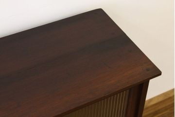 アンティーク家具　アンティーク　モールガラスのシックな重ね収納棚(食器棚、書棚)