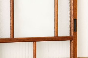昭和レトロ　ダイヤと銀モールガラス入りのシックな引き戸2枚セット(窓・ガラス戸)