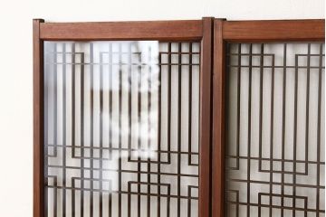 古民具・骨董　組子細工の格子書院戸2枚セット(建具)