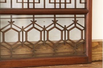 古民具・骨董　組子細工の格子書院戸2枚セット(建具)