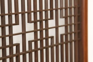 古民具・骨董　組子細工の格子書院戸2枚セット(建具)