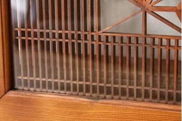 昭和レトロ　組子欄間明かり取り1枚(ガラス戸・千本格子)