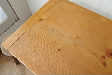 アンティーク家具　☆天板一枚板!古い木の鉄脚作業台5