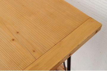 アンティーク家具　☆天板一枚板!古い木の鉄脚作業台5