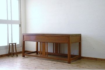 アンティーク家具　天板一枚板!古い木の大きな作業台