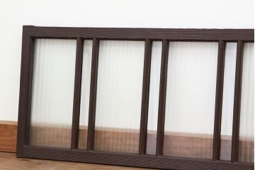 昭和レトロ　古い木のペイント銀モールガラス窓4枚セット(ガラス戸)