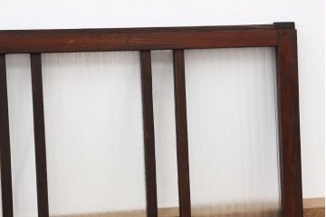 昭和レトロ　古い木のペイント銀モールガラス窓4枚セット(ガラス戸)