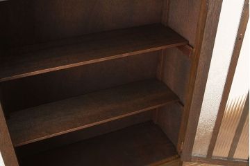 アンティーク家具　アンティーク　古い木のモールとダイヤガラス入り本箱(ブックケース)