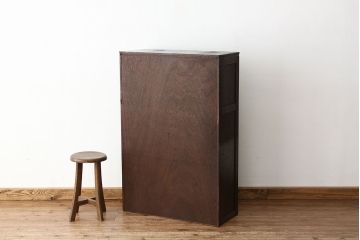アンティーク家具　アンティーク　古い木のモールとダイヤガラス入り本箱(ブックケース)
