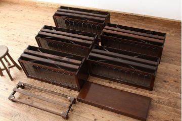 アンティーク家具　イギリスアンティーク　ステンドグラススタッキングブックケース(本箱)