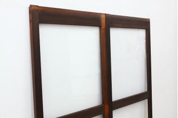 昭和レトロ　古い木の大きなガラス戸2枚セット(引き戸・建具)