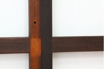 昭和レトロ　古い木の大きなガラス戸2枚セット(引き戸・建具)