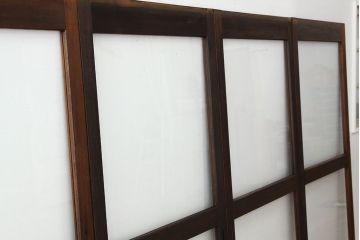 アンティーク　古い無垢材のガラス戸4枚セット?(引き戸・建具)