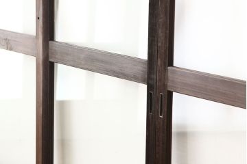 アンティーク　古い無垢材のガラス戸4枚セット?(引き戸・建具)