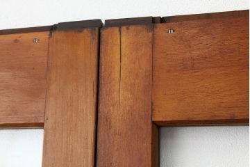アンティーク　古い無垢材のガラス戸4枚セット?(引き戸・建具)