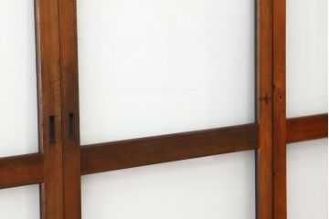 アンティーク　古い無垢材のガラス戸4枚セット?(引き戸・建具)