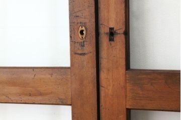 アンティーク　古い無垢材のガラス戸4枚セット?(引き戸・建具)