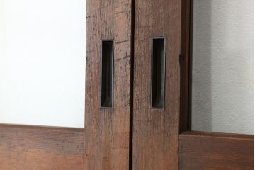 アンティーク　古い無垢材のガラス戸4枚セット?(引き戸・建具)