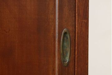 レトロ家具　☆アンティーク　モールガラス入りシンプルな作業台付き食器棚(昭和レトロ)