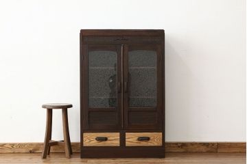 アンティーク家具　アンティーク　結霜ガラス入りシックな本箱(ブックケース)