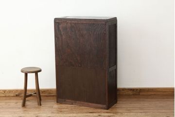 アンティーク家具　アンティーク　結霜ガラス入りシックな本箱(ブックケース)