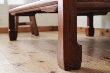 アンティーク家具　総欅材!漆の綺麗な古い玉杢材の引き出し付座卓